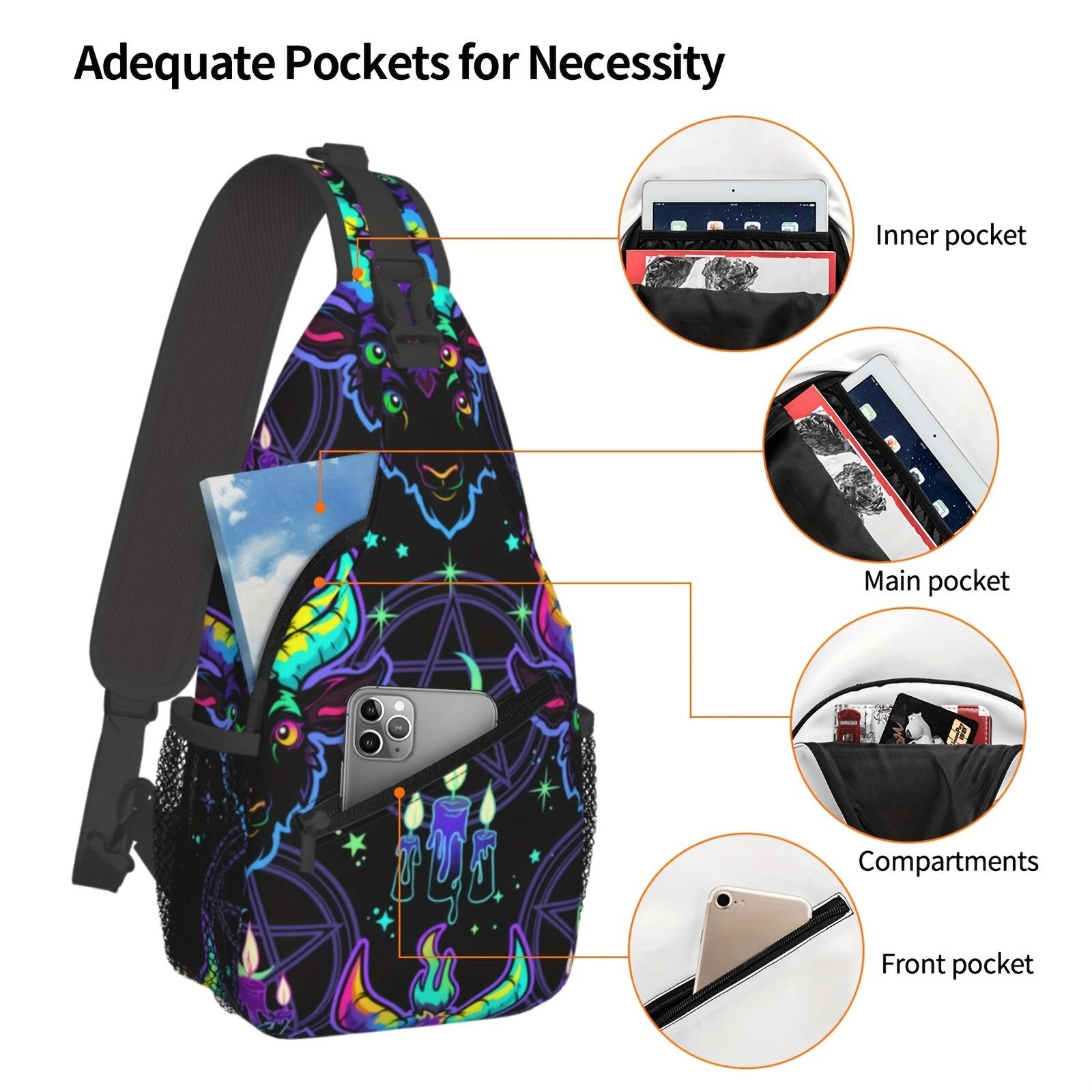 Crossbody Chest  Hiking Cartoon Style Devil Magic Shoulder  Folding Large Capacity Fashion Durable Can Be Used For Shopping, Leisure Travel Beach  Fishing  Halloween Travel Accessories  For School Back Christmas Gifts bag backpack