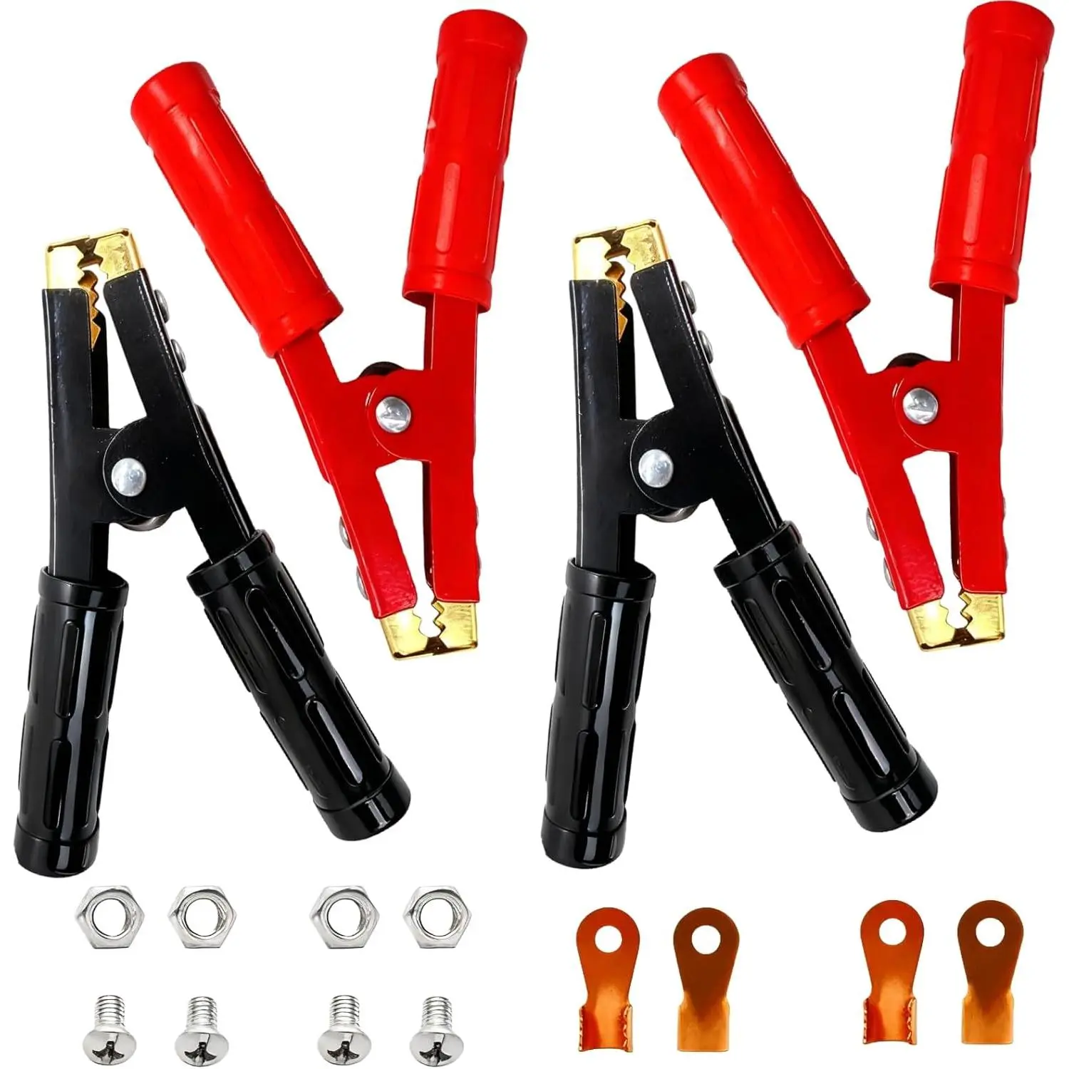 4PCS Heavy Duty Battery Jumper Cable Clamps, 1000A Pure Copper Alligator Clips Replacement for Car Battery Charger, Booster Cable Ends for Auto Vehicle Truck Boat, 12V-24V