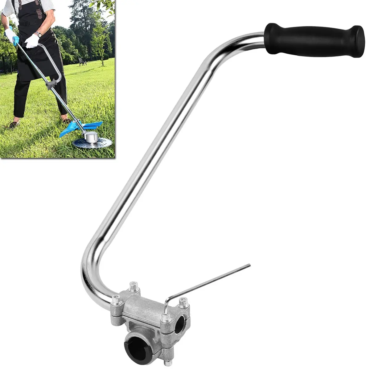 Weed Eater Handle - Ergonomic Weed Eater Attachments Aluminum Trimmer Grip Weedeater Handle with Bracket Clamp for Lawn Care, Landscaping, Yard Trimming, Garden