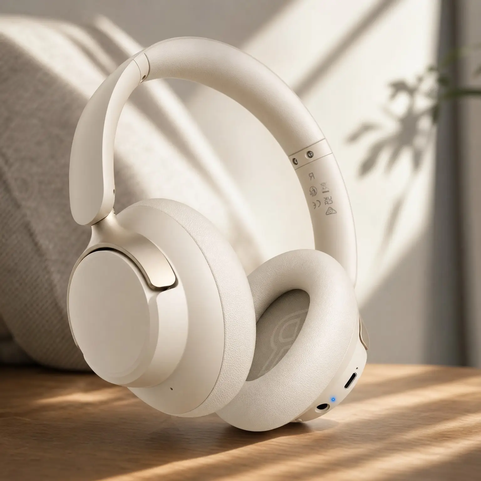 Upgraded Hybrid Active Noise Cancelling Headphones with Transparency Mode, 70H Playtime, Wireless Bluetooth Headphones with Mic (Beige)Gift