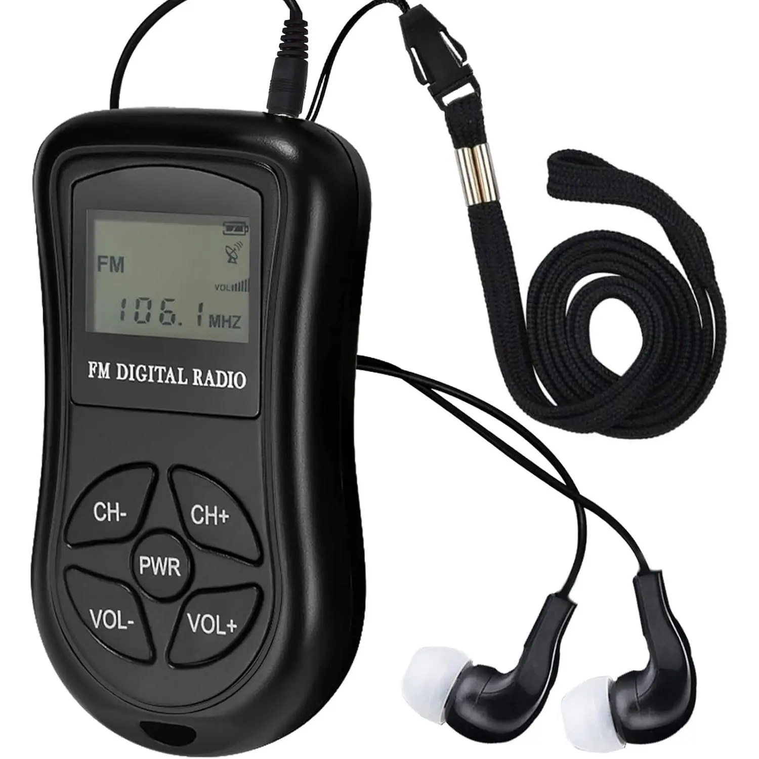 Mini Portable FM Radio, Stereo LCD Digital Display Tuning Pocket Walkmen Transistor Conference Receiver with Earphone, Small Pocket Radio Operated by AAA  for Walking/Running