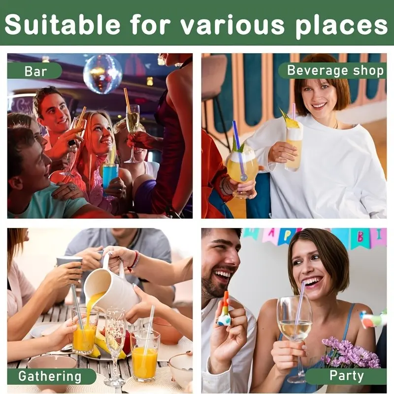 8 Long Glass Straws Set, Includes Cleaning Brush, Durable & Reusable Drinkware Accessories, Perfect for Parties & Daily Use, Home Bar Accessories