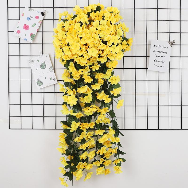 Faux Big Hydrangea Violet Hanging Vines, Durable Plastic Silk Flower Garlands, Balcony Railing Wedding Decor, Home Indoor Outdoor Wall Hangings, Plastic Faux Flowers