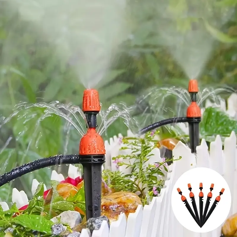 20pcs Micro Spray Adjustable 360-Degree Watering Sprinkler Heads, Atomizing Nozzles and Drip Irrigation Emitters, ke-Type Drip Irrigation System, High-Quality Durable Plastic Material, 2-in-1 Drip Irrigation Emitters and Atomizing Nozzles, Suitfor 1/4 Inc