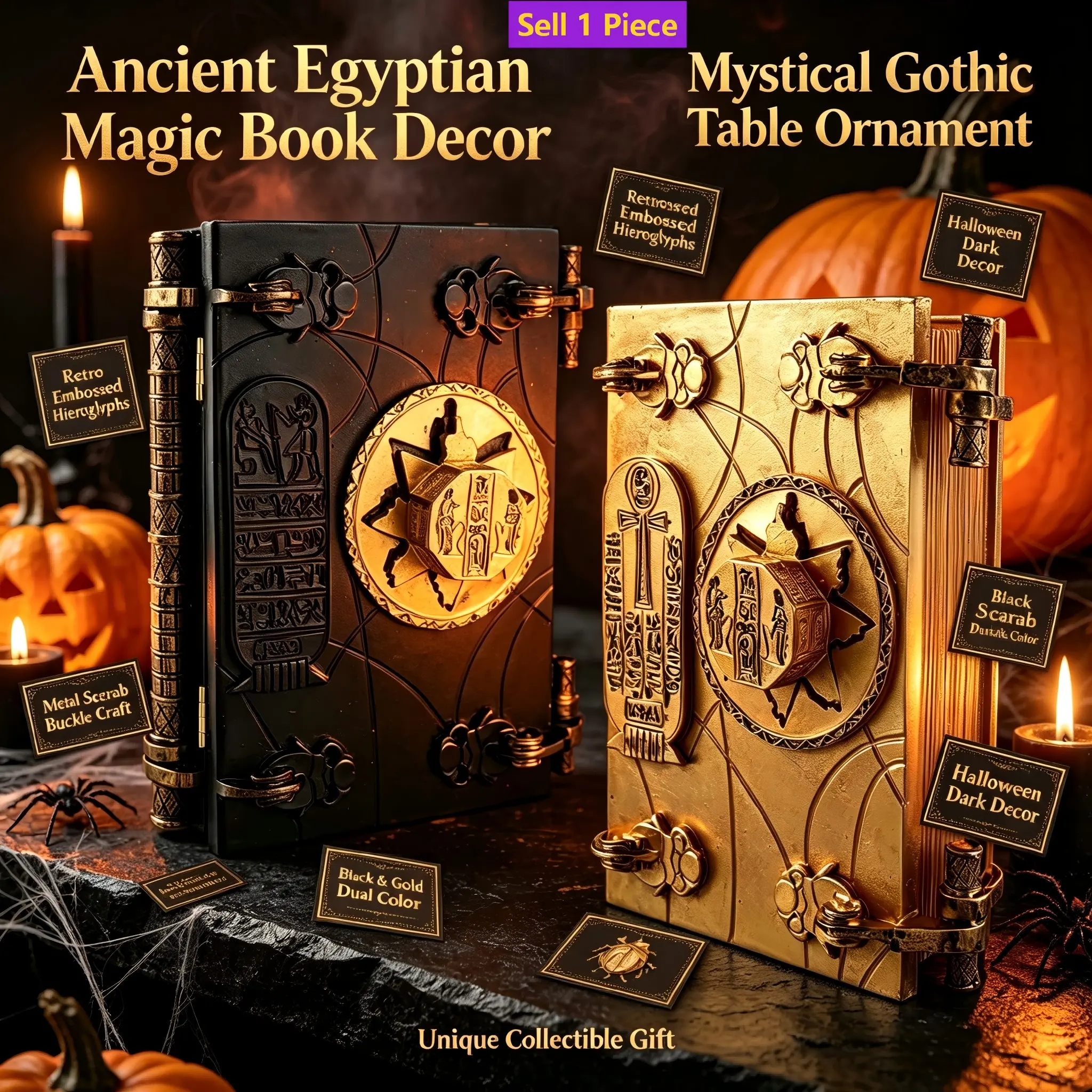 Magic Book Resin Decorative Ornament, Gothic Retro Props, Party, Study Room, Window Display, Table Decoration, Halloween Festival Gift, Decorative Home Ornament, Decoration Items