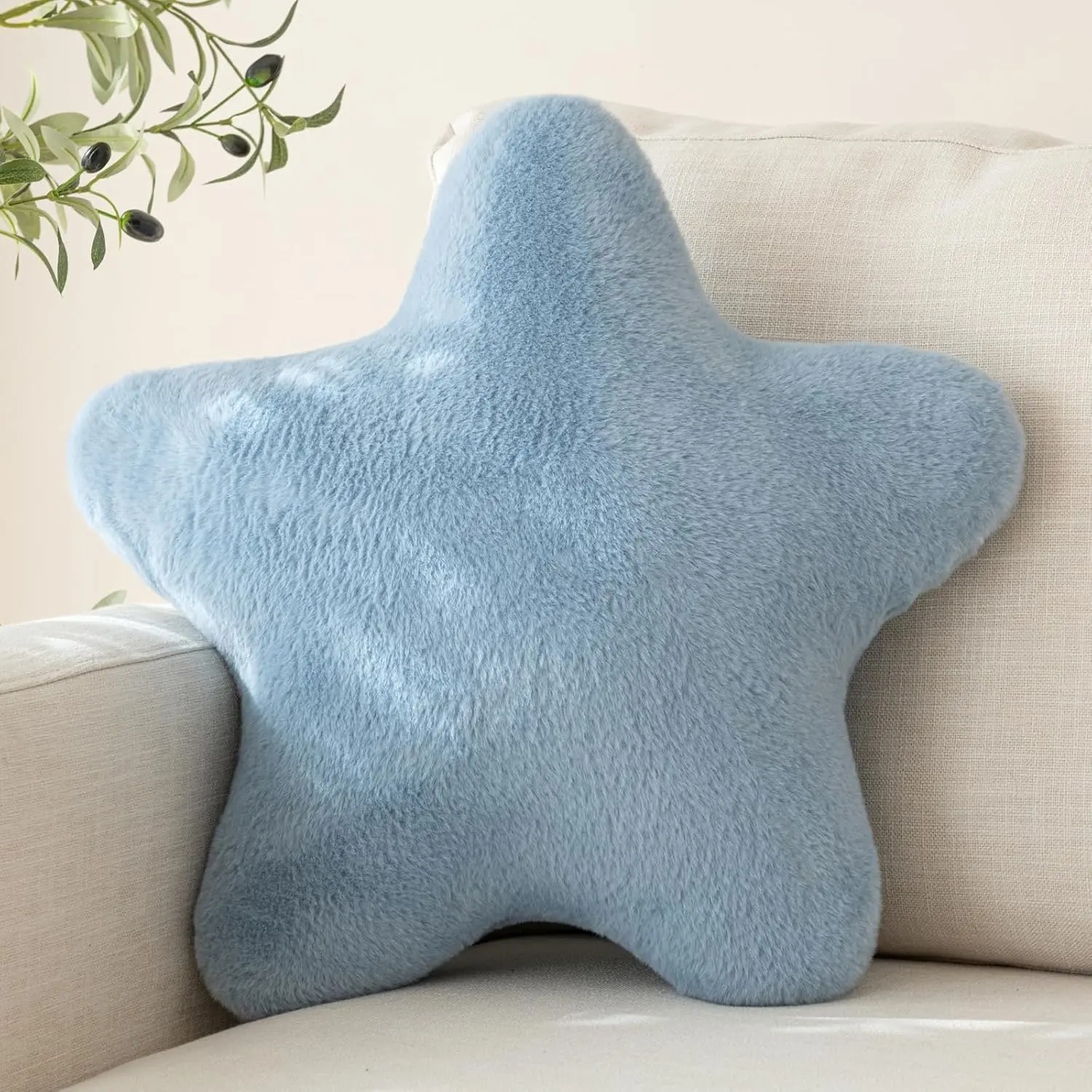 Pillow, Decorative Throw Pillow with Plush for Couch, Cute Decor Pillows for Bed, Aesthetic  Shaped Pillow Fun Cushion for Sofa Living Room (Grey Blue, 14.9 Inches)