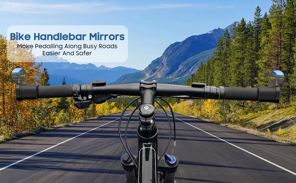 MoKo 2 Pcs Bike Mirrors, 360° Rotatable Bicycle Mirrors for Handlebars Convenient Safe Rearview Mirror Durable Acrylic Silicone Mirror for Mountain Bike Bicycle E-bike Motorcycle Round Handlebar