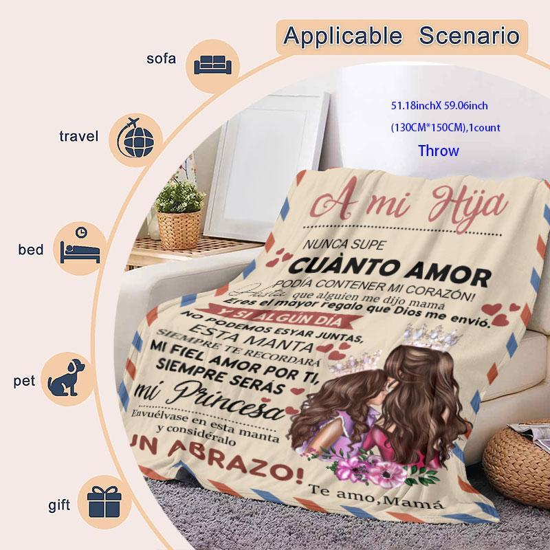 Letters & Floral Pattern Blanket, Slogan Print Blanket, 1 Count Soft Warm Throw Blanket, Air-conditioned Room Blanket, Warm Nap Blanket for Home Office Travel