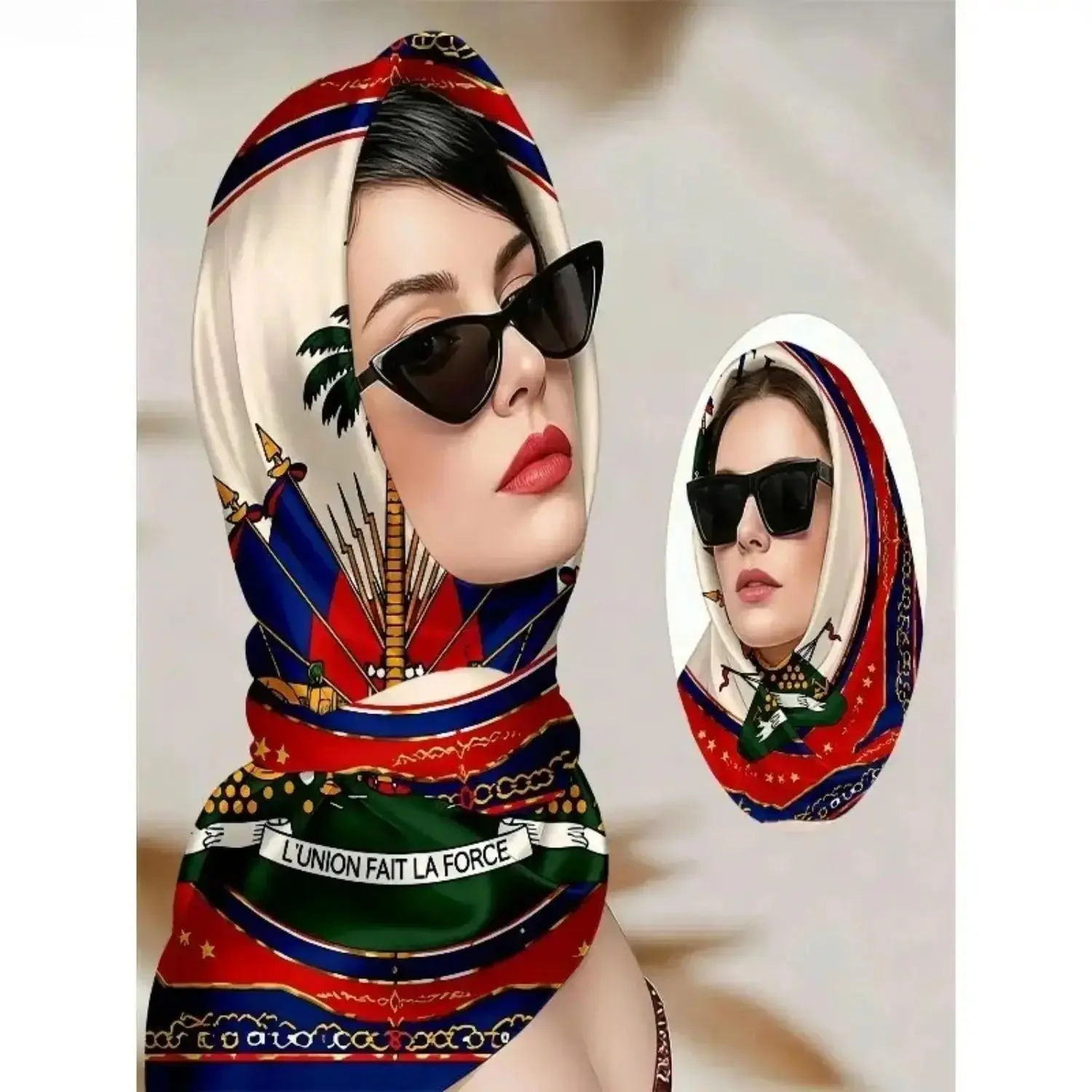 Unisex Haitian Independence Day Red-White-Blue Palm Tree Pattern Bandana Style Band-Shaped Headband - Lightweight Patriotic Decor, Soft Fashion Accessory, All Seasons Multi-Use Wrap, Scarf Head Wrap, Adjustable Bandana Scarf Headbands, Band-Shaped Headban