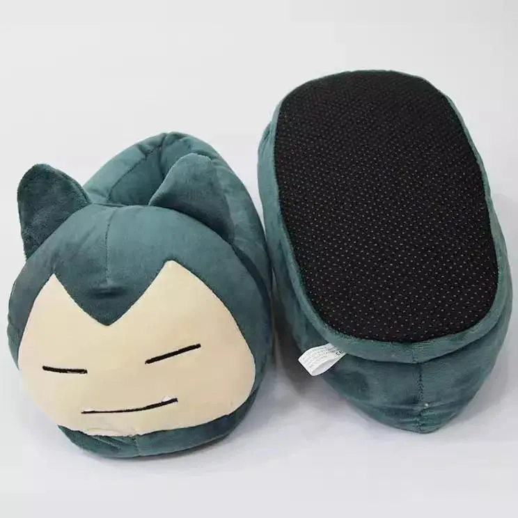 Pokemon Slippers Snorlax Shoes Adult Women Men Cotton Slippers Indoor Comfortable Non-slip Slippers Winter Home Shoes