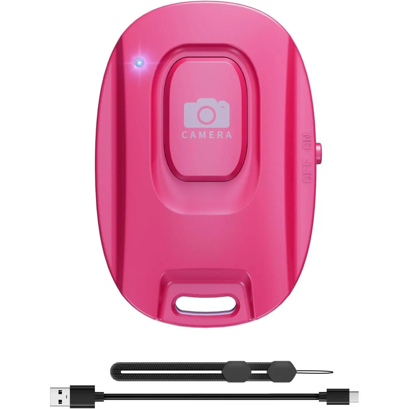 Rechargeable Camera Remote Shutter Model 1 - USB-Charged Instant-Response Selfie Button, Portable Camera Accessory for Android/iOS Smartphones, with Rechargeable Battery, Lanyard & Clip for Photos/Videos