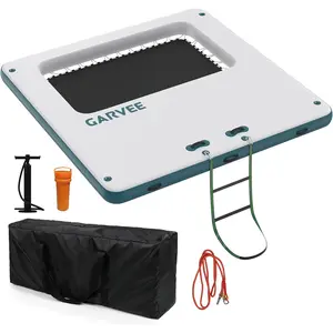 Inflatable Floating Dock,Floating Island with Portable Carrying Bag, Rope Ladder & Pump, Multi-Person Swim Water Mat