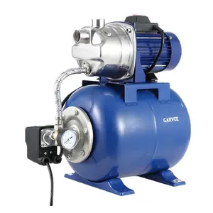 Shallow Well Jet Pump with 5-Gallon Pressure Tank – Stainless Steel Automatic Water Booster Pump, 130ft Lift & 20ft Suction, for Home, Farm & Garden Irrigation