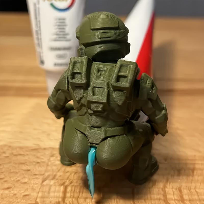 The Halo Butt Master Toothpaste Squeezer 3D-Printed Spartan Warrior Design Fun Daily Use Humor Toothpaste Squeezer Thin Non-Slip Vevor Towel Warmer Bucket Luxury Bat Toothbrush Gift vintage cans artificial wood funny desk accessory Valentine's Day Heart