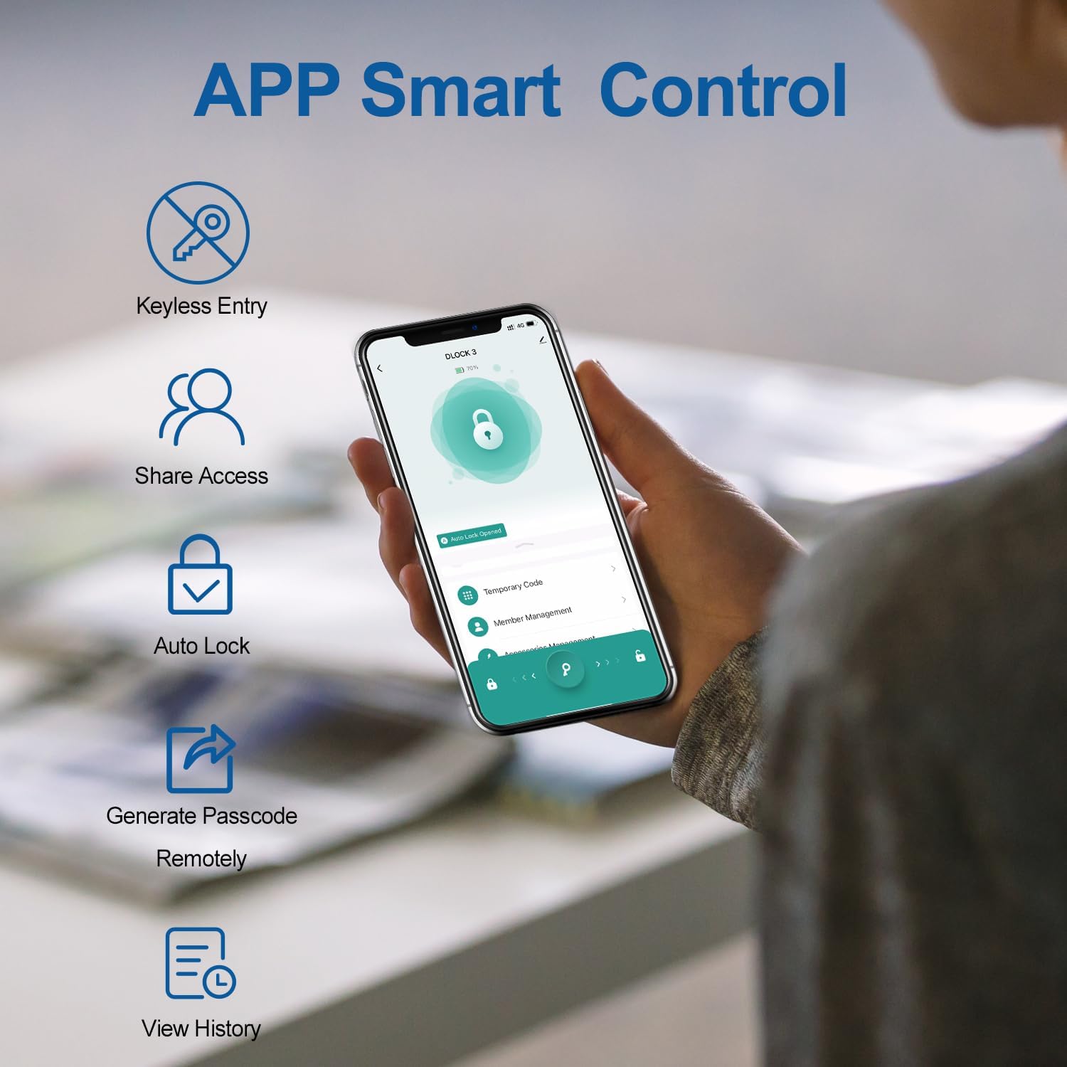 Fingerprint Door Lock, 5 in 1 Finger Print Door Knob with  APP/Fingerprint/IC Cards/Password/Backup ,  Door Knob with Keypad for Bedroom, Office, Apartment, Starry Grey