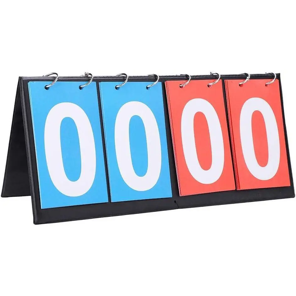 Score Keeper Cornhole Scoreboard, 14.4 x 6.5 Inch Portable Flip Scoreboard Waterproof Lightweight Durable for Football Basketball Table Tennis etc (Four-Digital)
