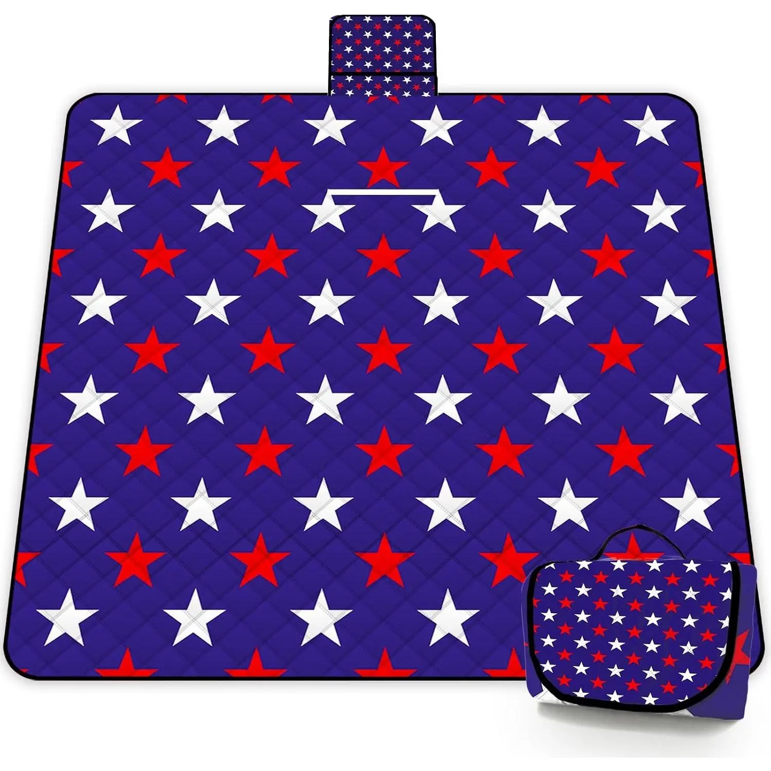 Extra Large Picnic Blanket Waterproof,80"x 80"Foldable Machine Washable Beach Blanket,Outdoor Blanket for 6-8 Adults,Suitable for Indoor Crawling,Park Beach,Camping,Hiking,Family Travel(Star)Gift.