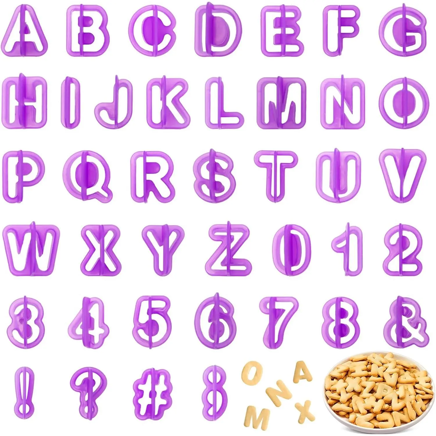 40 count Alphabet Cookie Cutters, Fondant Letter Cutters, Number Cookie Cutters, Alphabet Cake  Tool Set, Plastic Letter Cookie Cutters, Letter Cutters for Cake Decorating, Biscuit DIY Baking