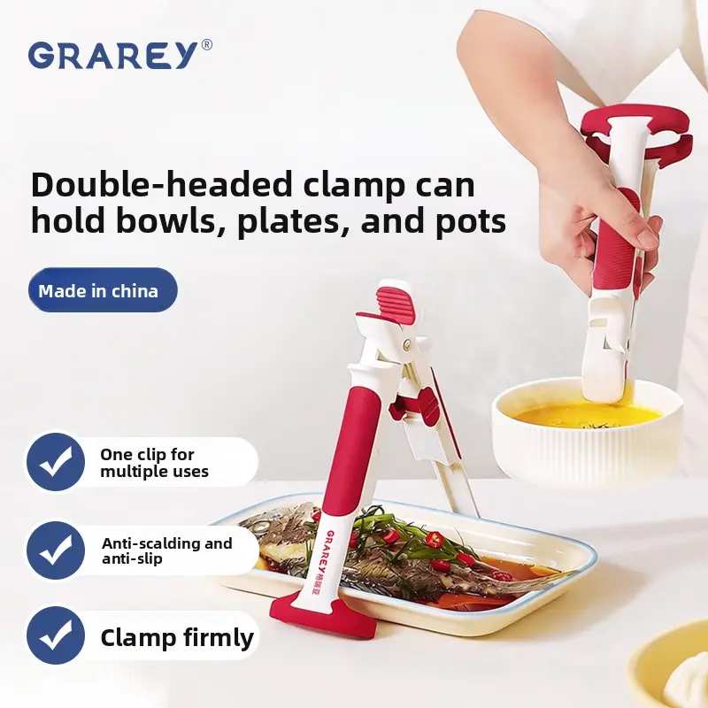 2-in-1 Anti-Scald Bowl Plate Clip, Multifunctional Non-Slip Heat Resistant Kitchen Gripper for Hot Plates, Dishes & Bakeware