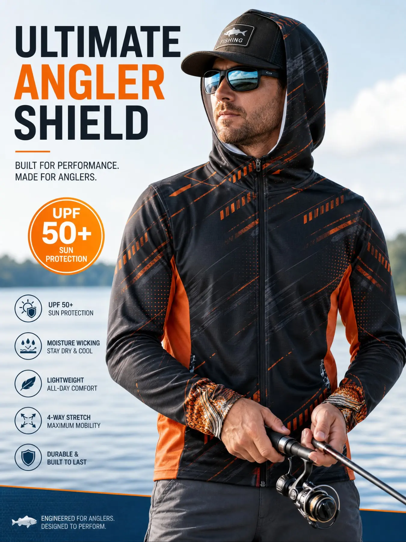 2026 Base Striped Tactical Fishing Hoodie, Long Sleeve UV Protection, Quick-Dry Moisture-Wicking, Outdoor Gear