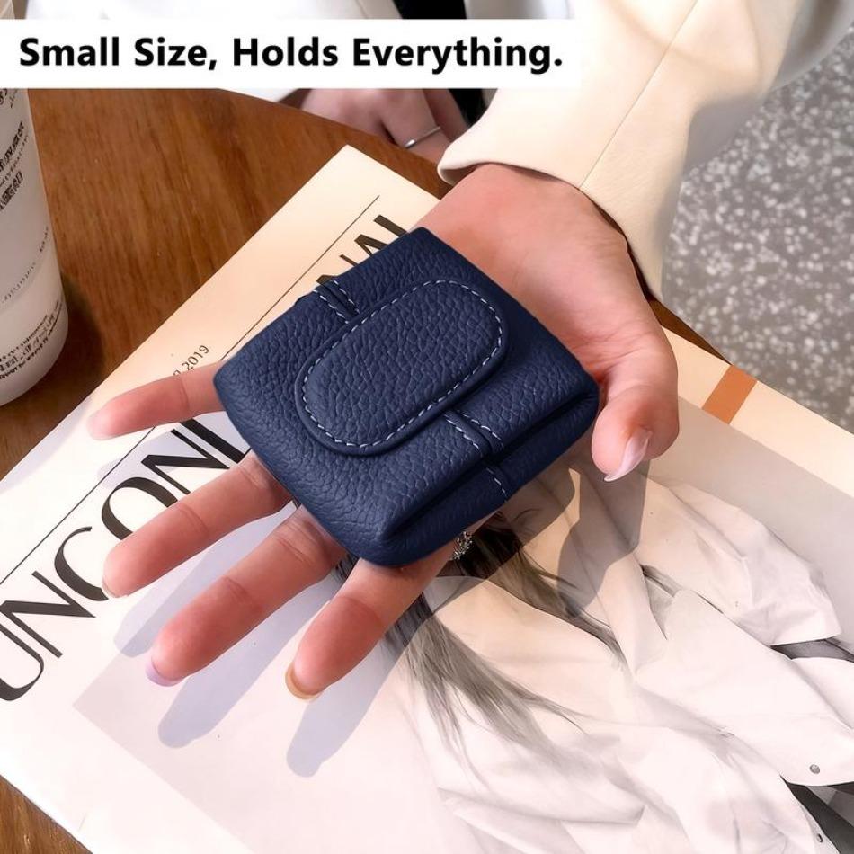 2026 NEW Mini Lychee Pattern Solid Color Buckle Coin Purse Key Earphone Storage Bag Casual Daily Change Pouch Thanksgiving Christmas Gifts for Men Women Girls