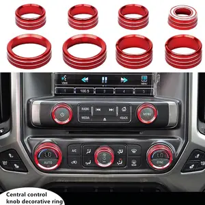 8-Piece Luxury Car Interior Kit, Durable Aluminum Knobs for Chevrolet Silverado, Enhances Aesthetic and Feel, Fits 2014-2018 Models