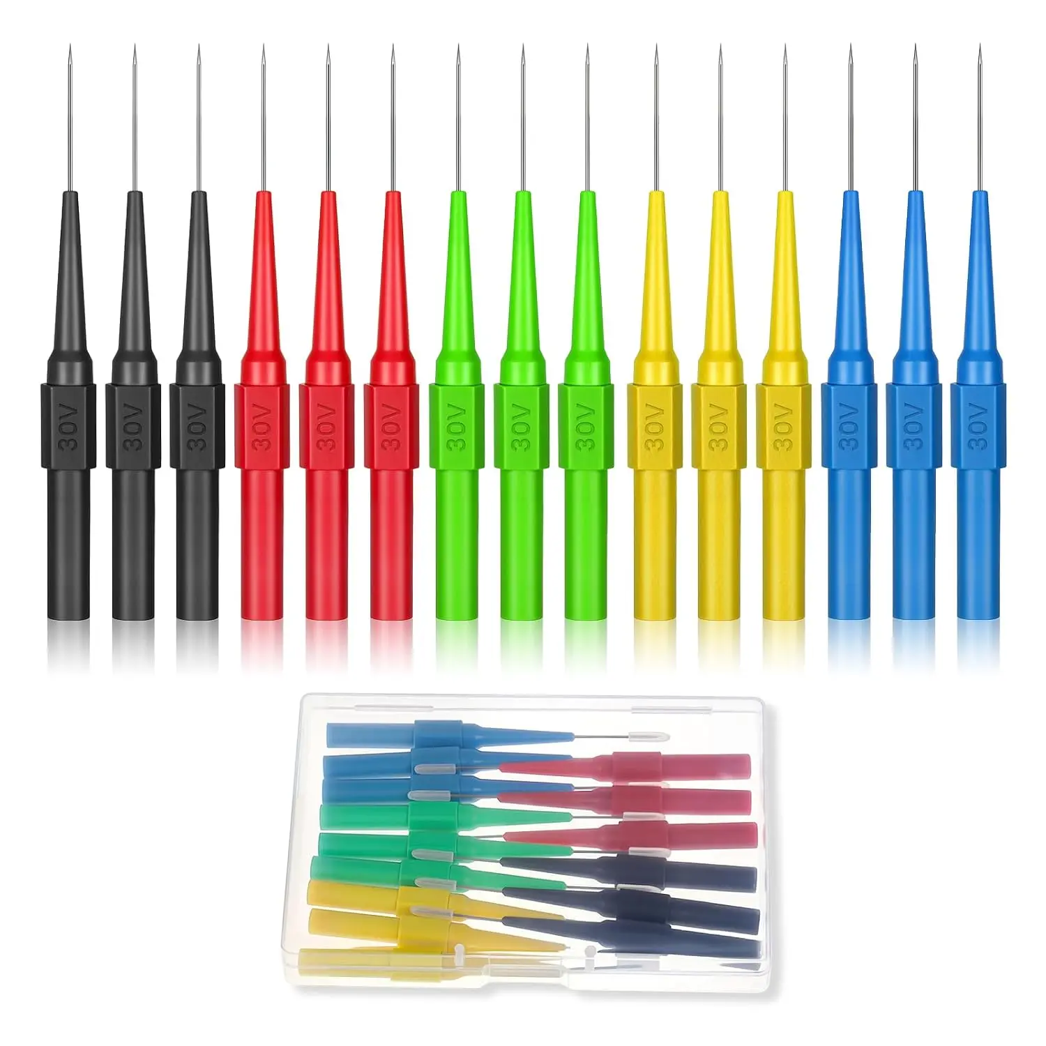15 count Test  Probe Pin Kit Automotive with 4mm Banana Socket (0.7mm ), Non-Destructive Wire  Probe Pin  Probes, Multimeter Probes Insulation Wire   for  Tester