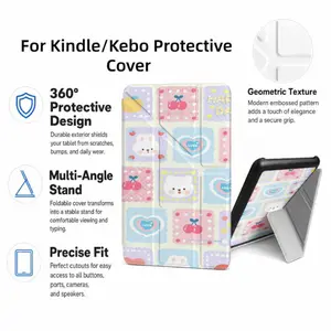 For Kindle/Kobo/Tolino Case, with stand Cute Cat Cherry Heart Pattern for New Kindle 11Th 2019, for Kindle 11th Generation Case for Kindle 11Th (2022/2024), 6-Inch, 7-Inch Kindle Paperwhite 12Th Generation 2024 Vision Color (2024) /Vision 6 (2021）/Shine C