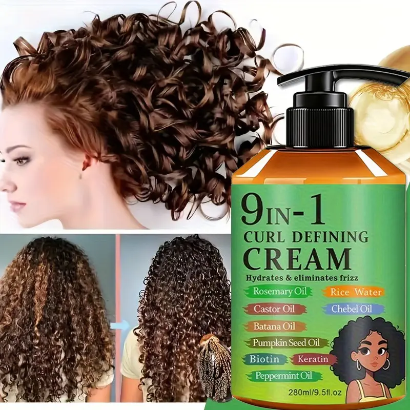 280ML 12-In-1 Curling Balm, Moroccan Argan Oil, Rosemary Oil, Natural Volume, Long-Lasting Hold, Moisturizing, Anti-Frizz, Nourishing Formula