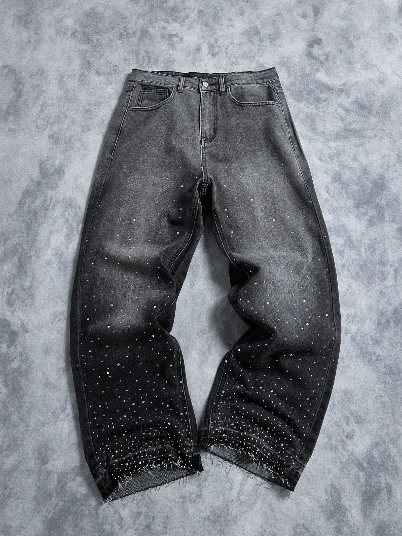 Loose Fit High Waist Wide Leg Jeans, Street Fashion Embroidered Denim Jeans, Versatile Casual Wear, All Season Long Jeans