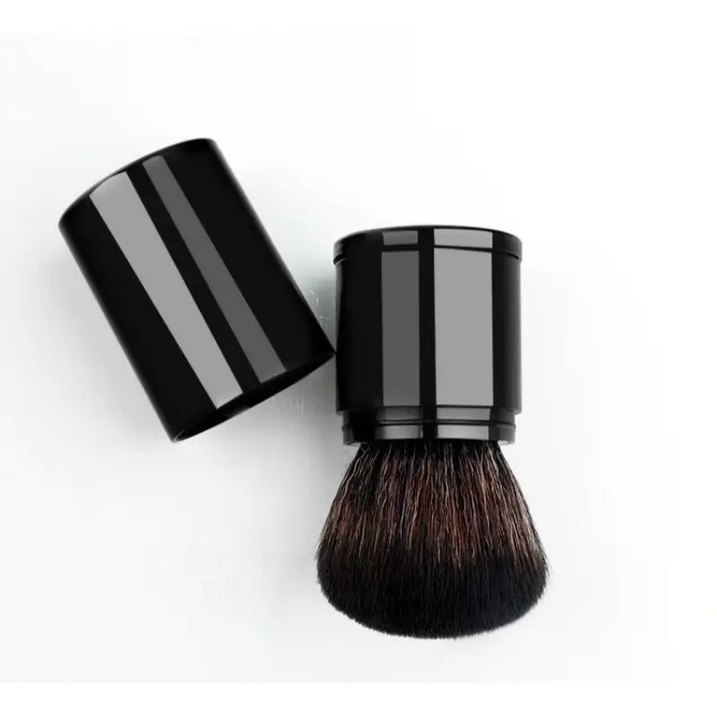 Retractable Powder Brush with Protective Cover, Portable Fluffy Large Makeup Blush Brush for Travel, Soft Synthetic Bristles Cosmetic Tool
