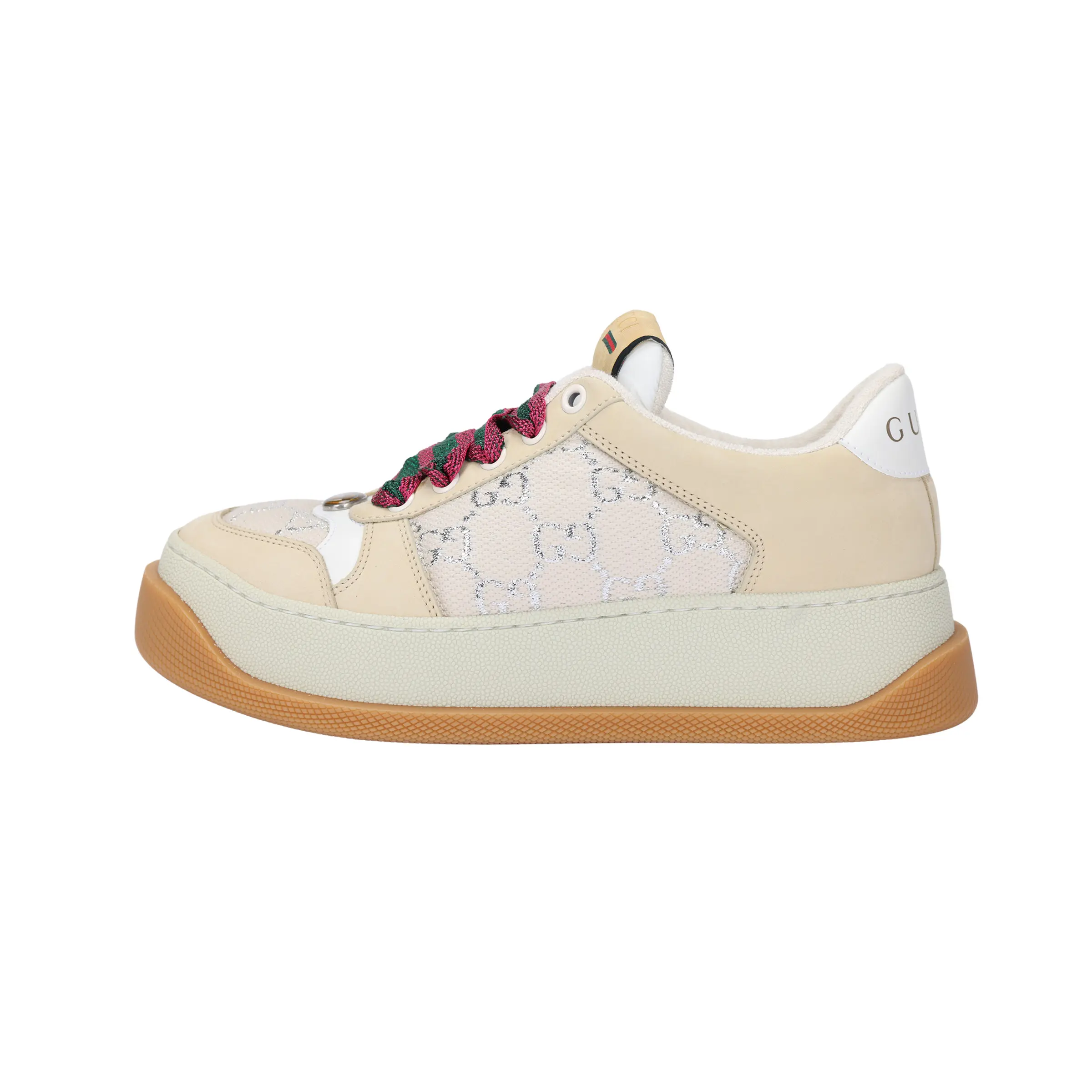 Gucci Screener Dirty Sneakers for Women – Canvas Low-Top Lace-Up Fashion Shoes in Beige Verifiable, with credentials and supporting global authentication
