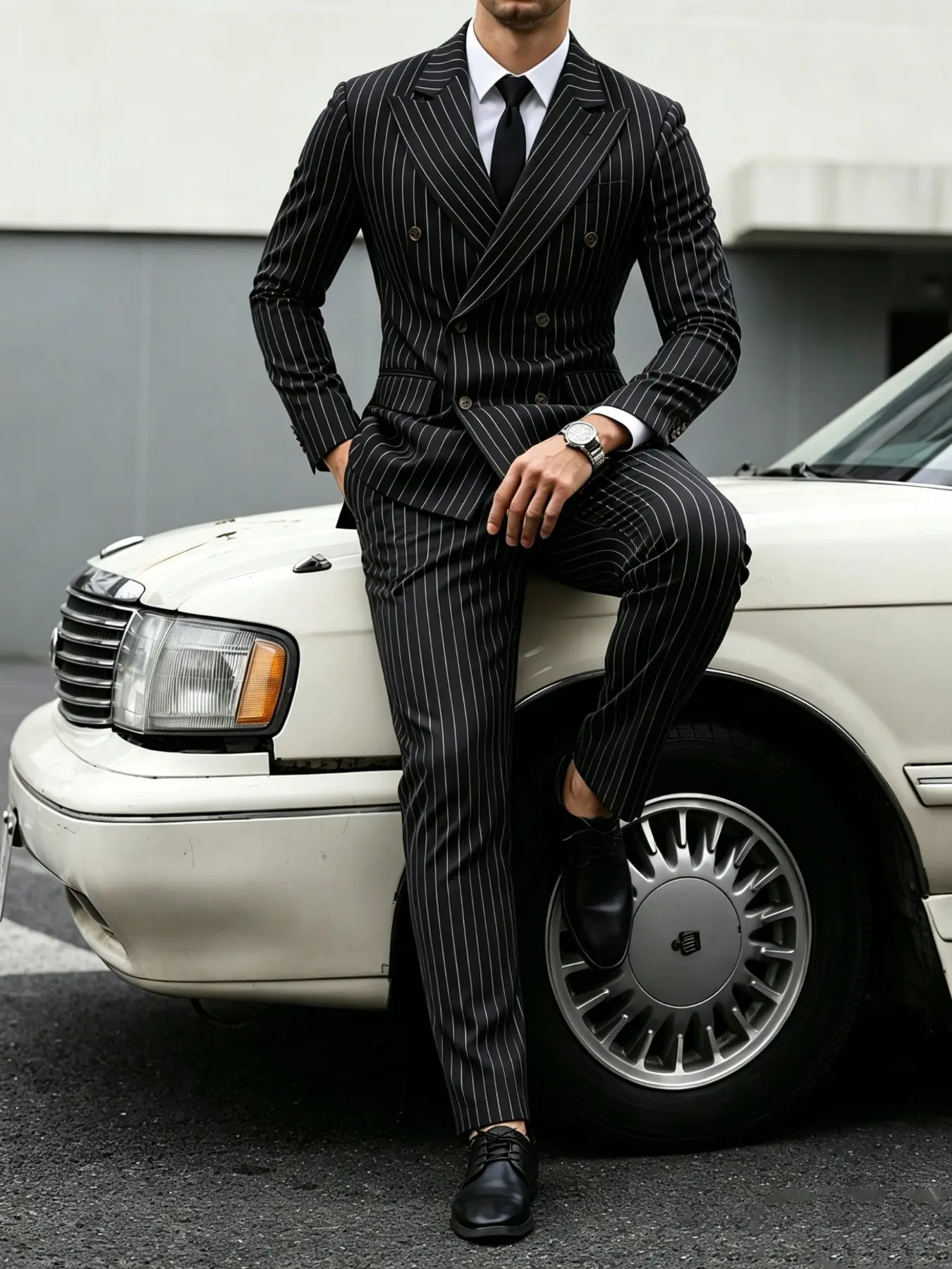 Men's Business Casual Suit Two-Piece Set, Striped Long Sleeve Blazer with Straight Pants, Perfect for Weddings, Office, Formal Events