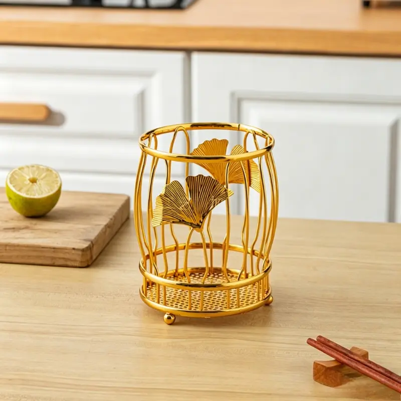 Luxury Metal Chopstick Holder | Hollow Out Cutlery Organizer for Kitchen & Desk