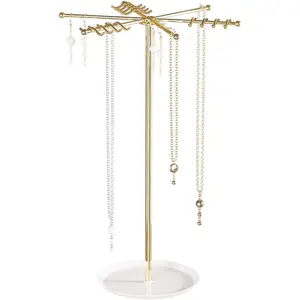 Rotating Necklace Holder,Tabletop Long Necklace Organizer Stand For Woman And Men,Jewelry Tree Bracelet And Earring Display Hanging Rack For Vendors,Small Jewelry Storage Stand