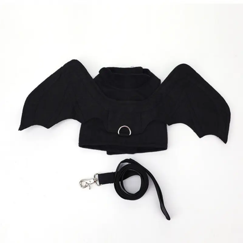 Halloween Bat Wings Pet Harness With Leash Set 3D Cosplay Costume Adjustable Walking Vest For Cats Small Dogs Party Photo Outfit