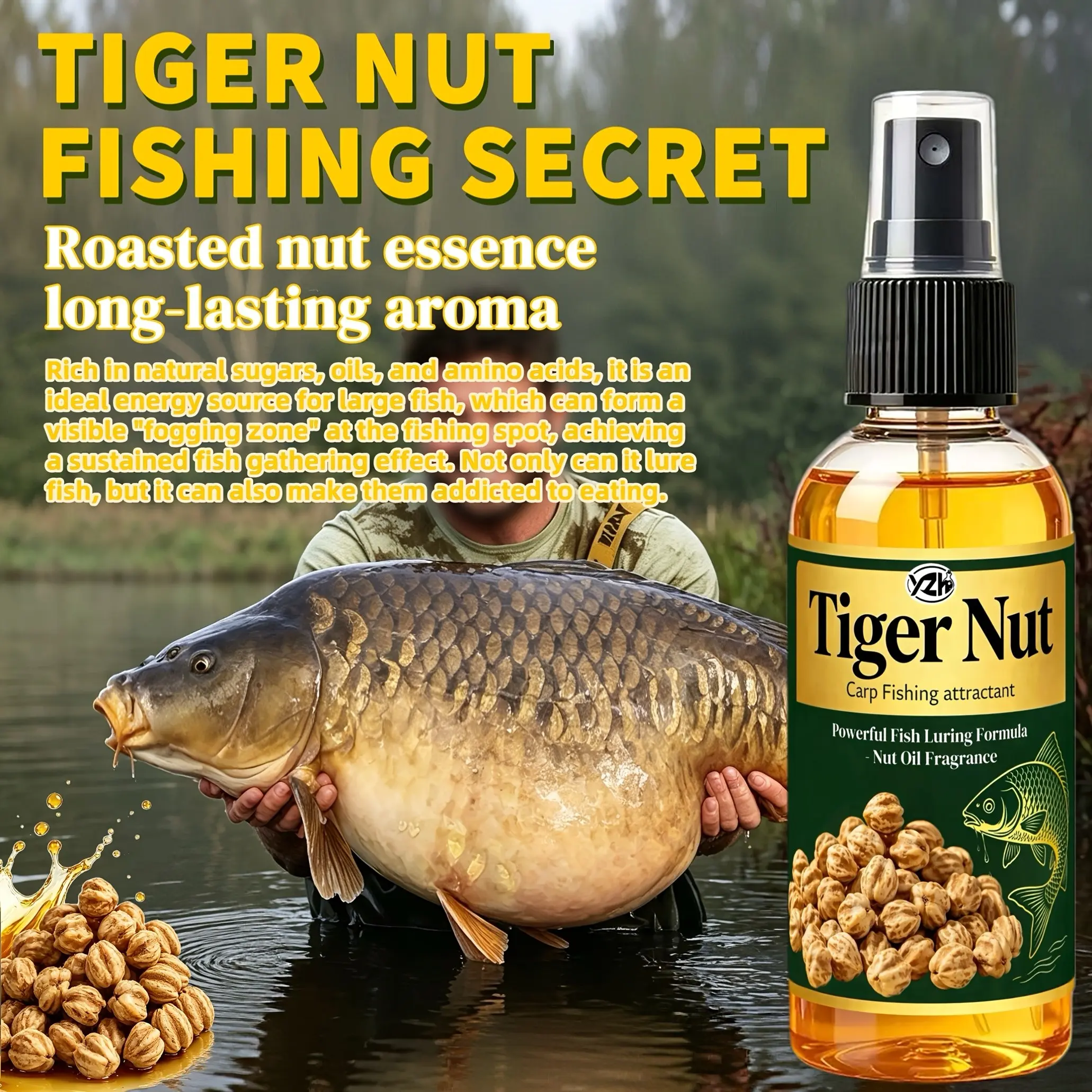 100ml Nut Flavor Fishing Bait Spray | Strong Scent Attracts Carp, Pike, Bass & Catfish, Must-Have Angling Gear For Better Fishing Fun