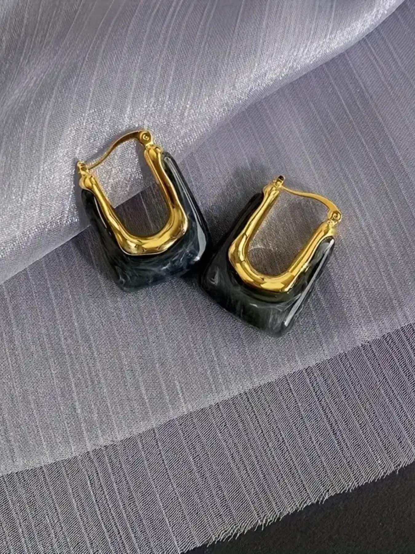 Vintage U-shaped Earrings, Gold Plated Hoop, Fashionable Earrings for Women, Trendy All-match Fashion Jewelry for Party Wear, Exquisite Birthday Gift, Lightweight Chunky Hoops, Stylish Jewelry, Fashionable Jewelry Accessories