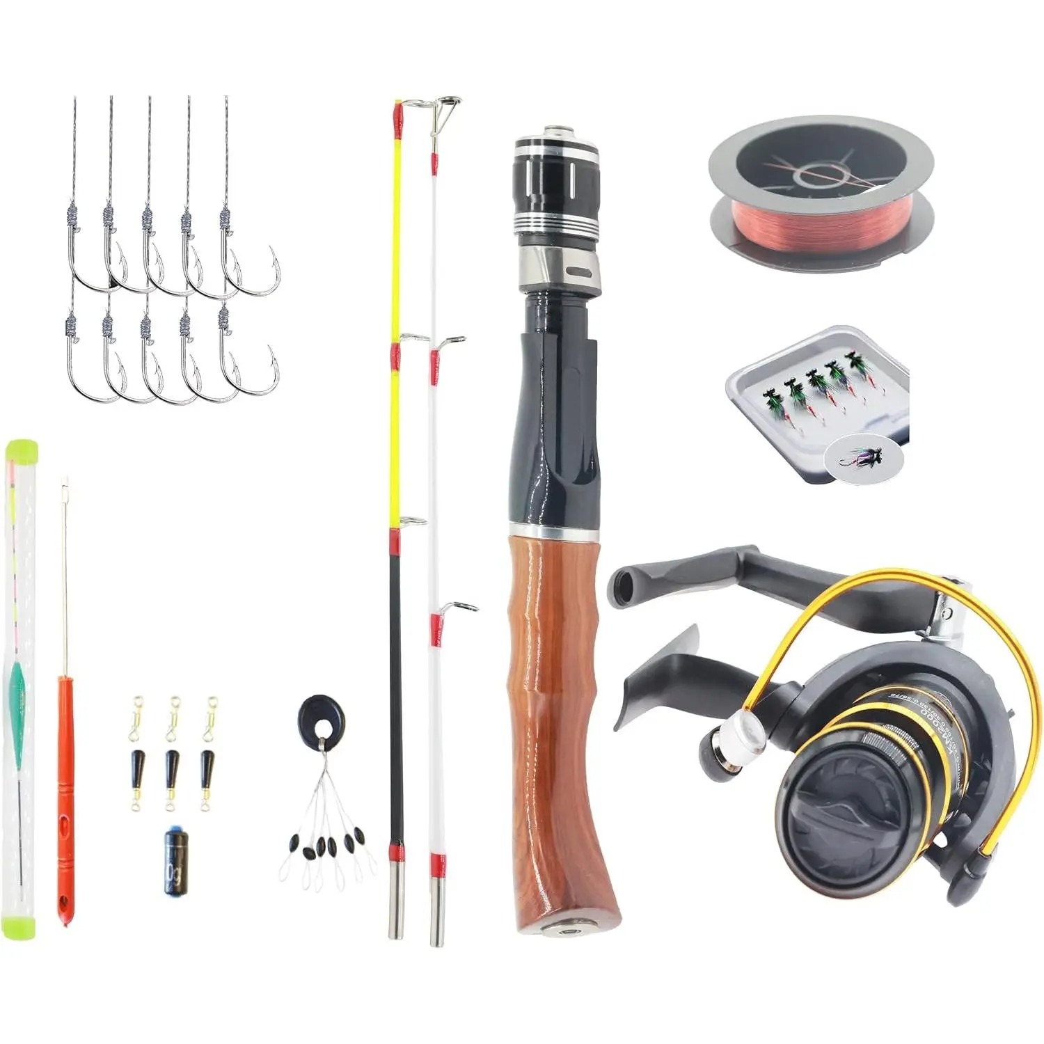 19.7" Spinning Ice Fishing Rod and Reel Combo, Telescopic Casting Pole with Rod Case, Ice Fishing Gear for Bass Crappie Kids Fishing