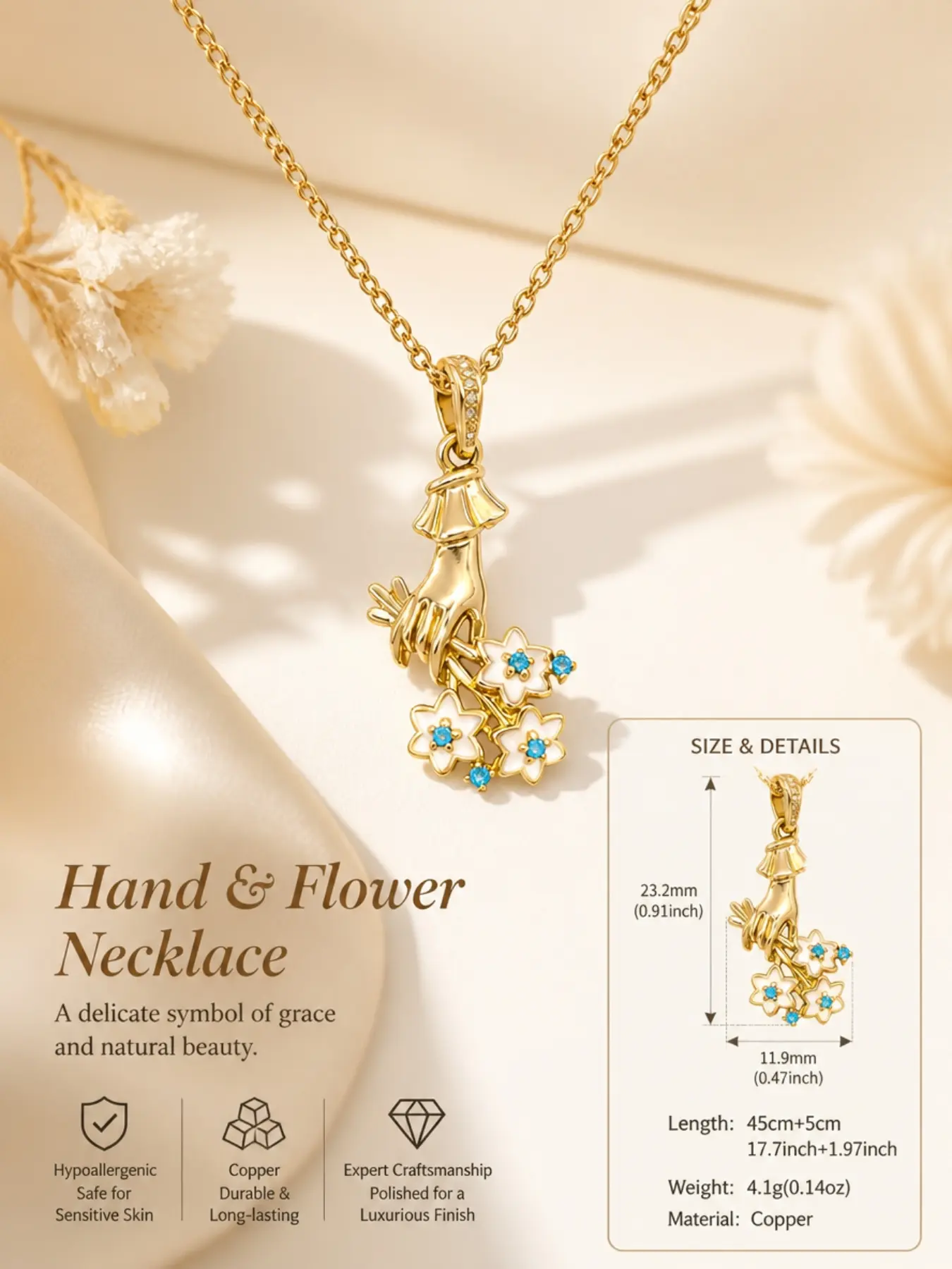 Vintage Style Handheld Flower Necklace, with Multicolor Zircon, Enamel Pearl Design, Elegant and Versatile Women's Jewelry