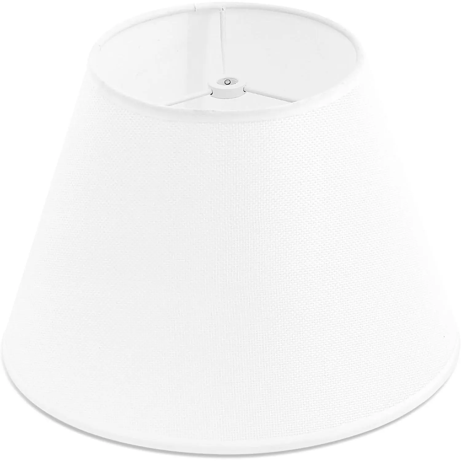 Small White Lamp Shade for Table Lamps, 6" Top x 10" Bottom x 7" High, Modern White Fabric Replaceable Spider Fitter Lampshade for Home Decor