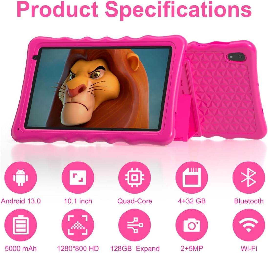 Android 13  Tablets with case, Android 10 inch Tablets, Tablet with 4GB RAM & 32GB ROM,1280 * 800 IPS, Tablet for  3-7