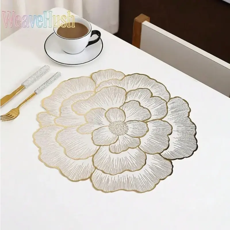 2 PCS Floral Pattern Heat Resistant Non Slip Waterproof Table Placemats Home Kitchen Dining Valentine's Day Table Decor Gift