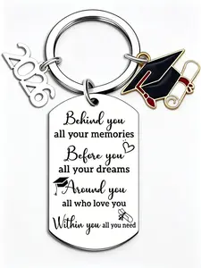 2026 Graduation Keychain, Inspirational Quote Grad Gift for Her/Him, Class of 2026 Keepsake, Graduation Cap Charm, Perfect for Students & Friends, Sentimental Grad Gift for Best Friends & Classmates, Stainless Steel Engraved Keyring, Graduation Keepsake