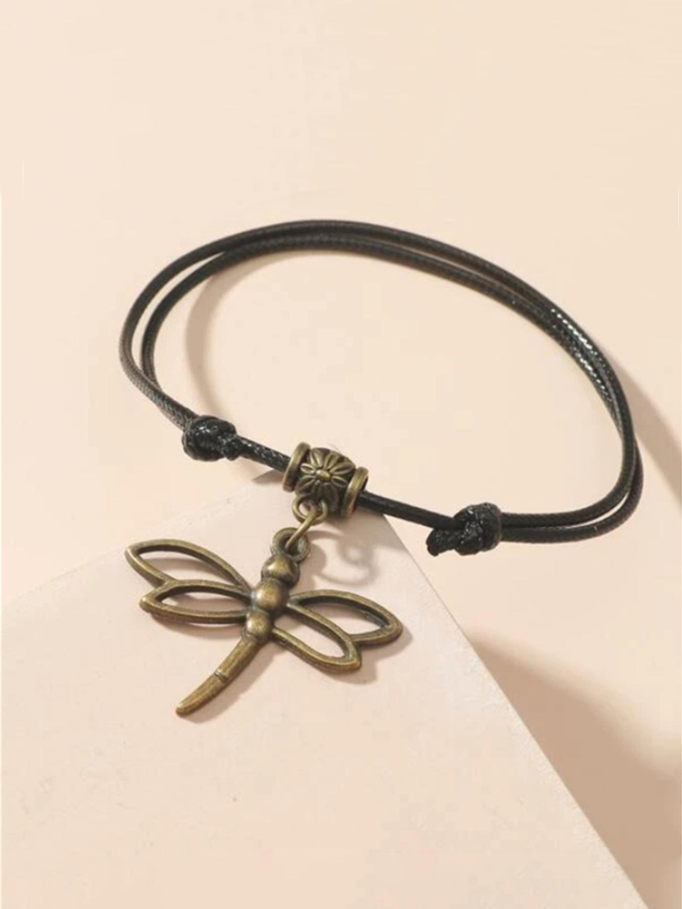 Vintage Dragonfly Design Pendants Anklet, 2024 New Style Fashionable Boho Style Beads Anklet for Women & Girls, Fashion Accessories for Summer Vacation Beach Wear, Jewelry