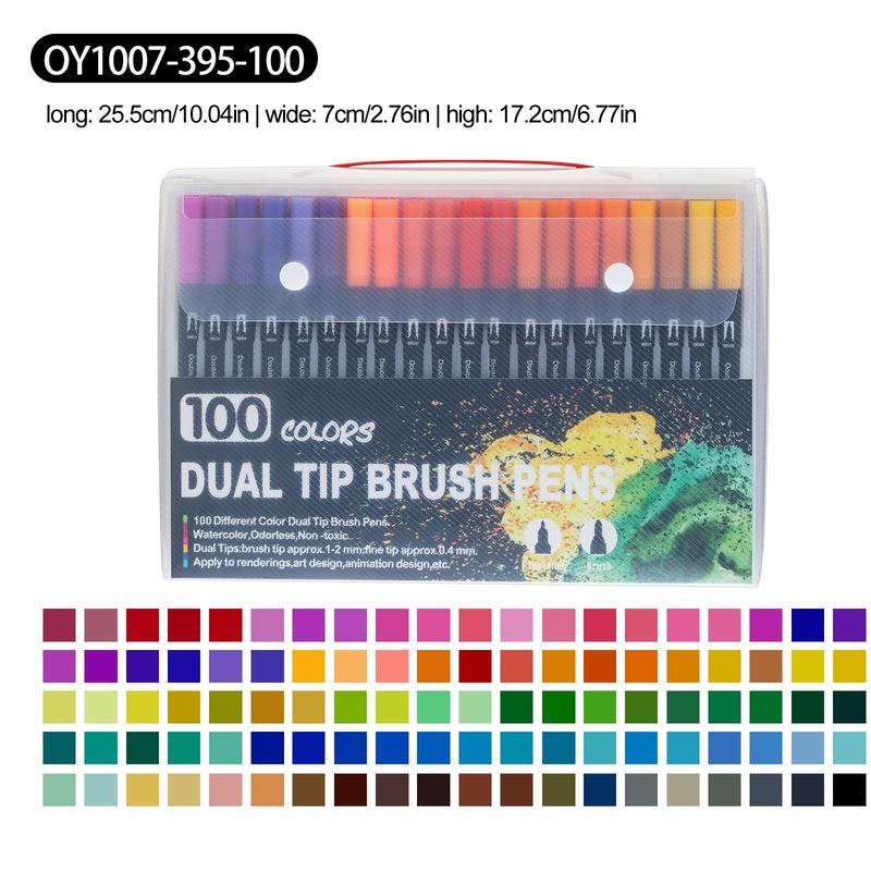 12/24/36/48/60/100/120/132 Colours Double Fibre-Tip Pens,Dual Brush Pen Set,Fine Tip Brush Art Markers for Adult Student Drawing Watercolours Bujo Art Supplies
