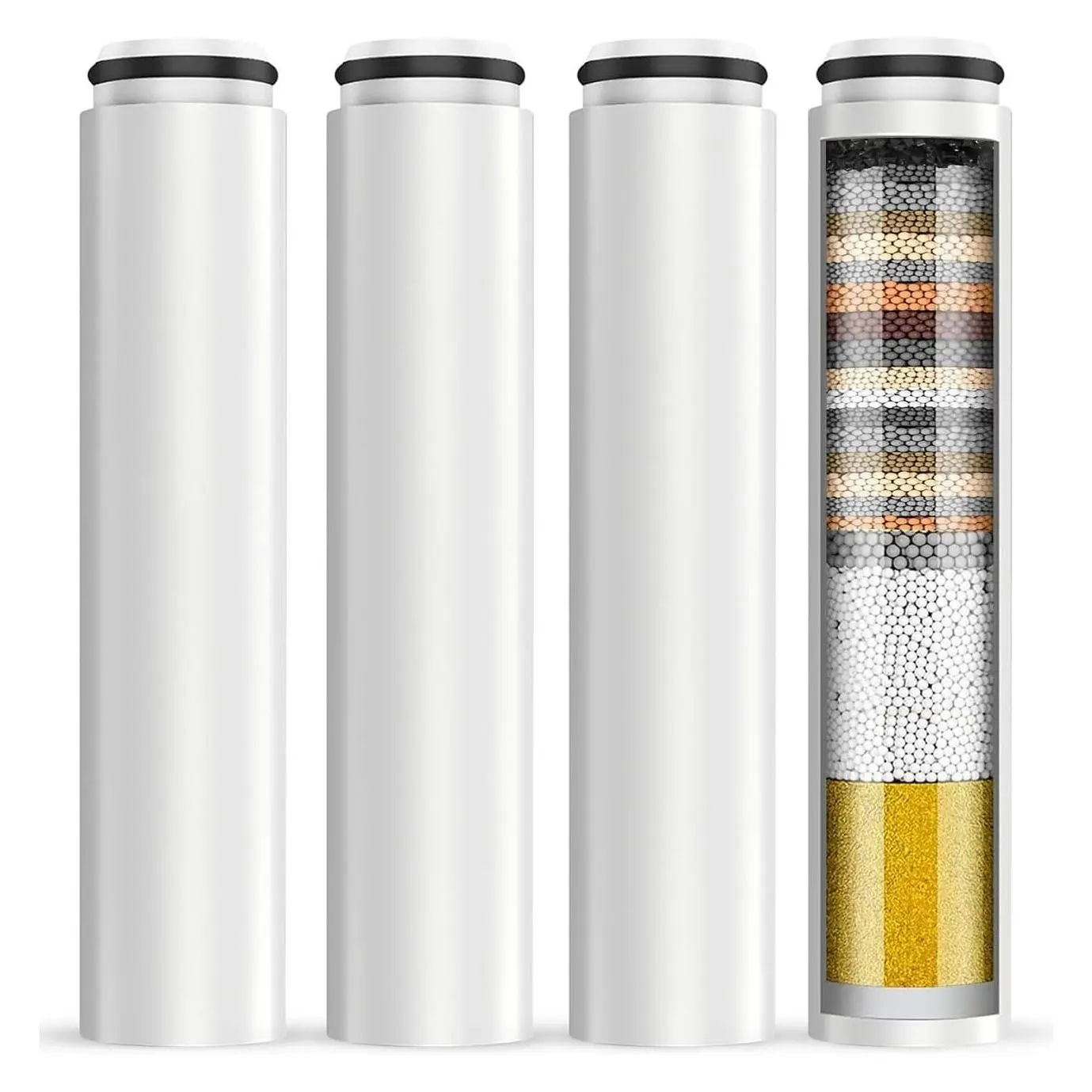 4-Pack Shower Head Filter Replacement Cartridges for Handheld Shower Heads - Softens Water, Removes Chlorine, Fluoride & Heavy Metals, Improves Skin & HairGift