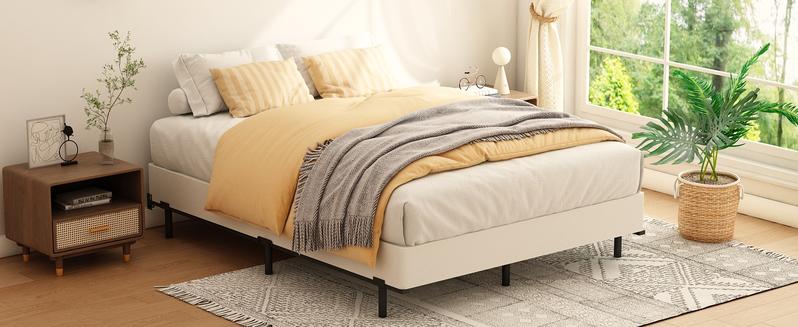 Queen Heavy Duty Box Spring Foundation, Sturdy Queen Box Springs for Bed with Fabric Cover Set, Easy Assembly, Noise Free