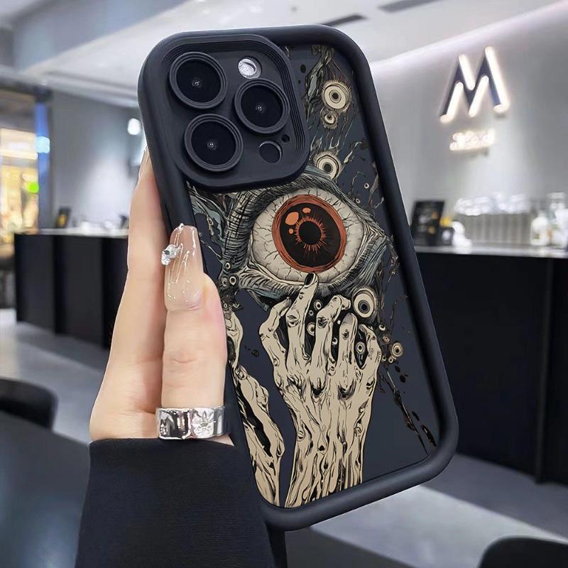 Case for IPhone 17 Pro Max 16 Plus 15 14 13 12 11 Air E with Patterns of Eyes and Strange Hands Full of Weird and Mysterious Style Phone Case Anti-Scratch Shockproof Soft Silicone Protective Cover
