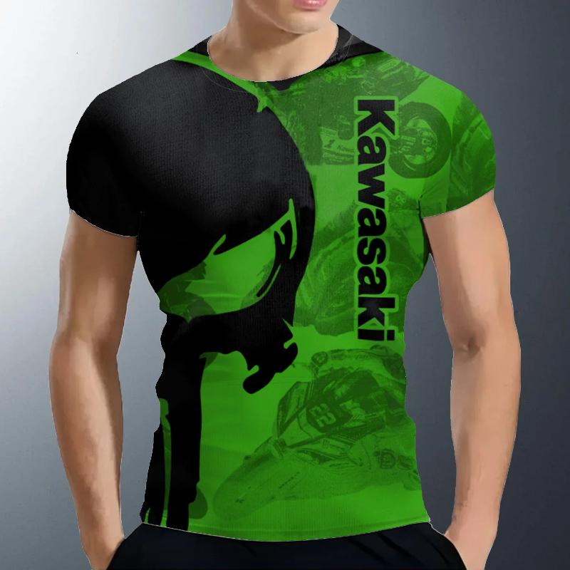 Kyn Apparel  Men Women New T Shirt Kawasaki Motorcycle Logo 3D Print Quick Drying Breathable Clothes Men  Fashion Sports T-shirts
